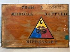 🔥 Historic RARE Antique WWII Army 76th Armored Medical Battalion Sign, PATTON picture