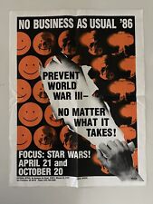 ORIGINAL 1986 ANTI WAR POSTER  NO BUSINESS AS USUAL  PREVENT WWIII ANTI-NUKE picture