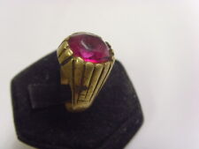 1800S ANTIQUE OLD NOMAD TRIBAL WEDDING RING 8.5 SIZE FAUX GEM RUBELLITE FV1223 picture