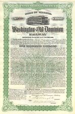Washington and Old Dominion Railway - 1911 dated $1,000 Uncanceled Railroad Gold picture