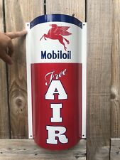 Mobiloil Mobilgas Mobil Free Air Curved Metal  Gasoline Gas sign Pump Oil WOW picture