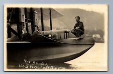 1914 RPPC EARLY AVIATION FLYING BOAT JOHN PORTE, HALLETT, AMERICA Postcard PS picture