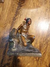 Pot Metal American Indian Bookend Vintage picture