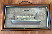 Vintage Titanic Wall Decor Framed w/ Wooden Replica Ship picture
