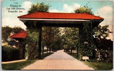 1909 Entrance to Oak Hill Cemetery Evansville Indiana IN Pathway Posted Postcard picture