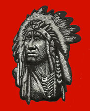 Indian Chief  embroidered Skull BIKER INDIAN CHIEF IRON ON PATCH  picture