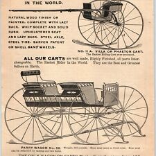 1890 Indianapolis, Ind Parry Mfg Road Cart & Wagon Print Ad Engraved Villa 1N picture
