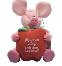 Gund Pig Figurine New In Box Signed Posable Ears Resin Happiness Quote Gift picture