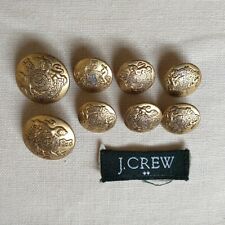 J CREW REPLACEMENT BUTTONS Gold Tone Metal Shank Lion Unicorn Crest Set Of 8 picture