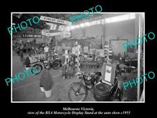 OLD 8x6 HISTORIC PHOTO OF MELBOURNE VIC THE BSA MOTORCYCLE SHOW STAND c1955 picture