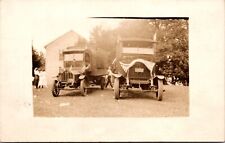 Real Photo Postcard Patriotic Decorated Early Automobiles Trucks picture