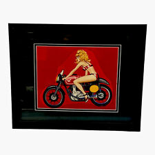 VINTAGE MATCHLESS MOTORCYCLE FRAMED CLOTH PHOTO PICTURE 15.5”x 11.5