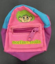 Vintage Norfin Trolls Mini Backpack Keychain Neon Zipper 1992 picture