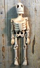 Day of the Dead Skeleton Articulated Beige Clay Handmade Atzompa Mexico Folk Art picture