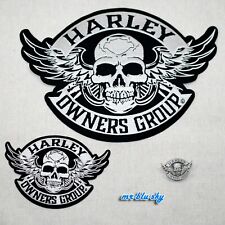 Winged Silver Skull Patch & Pin Set ~ Harley Davidson Owners Group HOG H.O.G.  picture