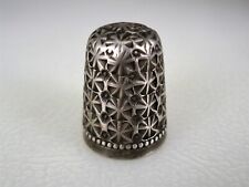 OLD NAVAJO STAMPED STERLING SILVER SPIDERWEB PATTERN SEWING THIMBLE picture