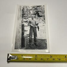 Vintage Photo Boy Showing Fishing Haul In Woods picture