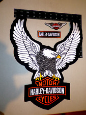 HARLEY DAVIDSON MOTORCYCLE JACKET/VEST IRON/SEW-ON LARGE 3 PIECE ORANGE PATCHS picture