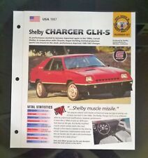 Imp 1987 dodge charger SHELBY GLH  information brochure Hot cars dealer picture