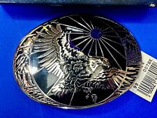 Flying Bald Eagle Inlaid Enamel NOS Award Design Medal Belt Buckle in Box picture