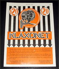1910 OLD MAGAZINE PRINT AD, KLAXON KLAXONET SHARP SHRILL TREMOLO FORCES NOTICE picture