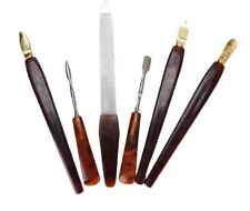 Bakelite nail care set 6 pcs. from the 1930s, amber marble. picture