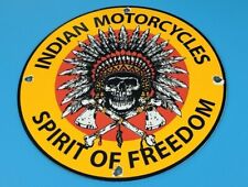 VINTAGE INDIAN MOTORCYCLE PORCELAIN SPIRITS OF FREEDOM GAS MOTOR BIKE SKULL SIGN picture