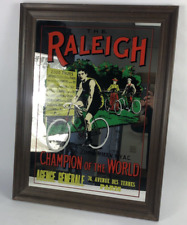 1970's Hoyne Industries Inc Raleigh Bicycle Glass Mirror Wall Art World Champion picture