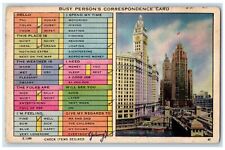 1948 Buildings Clock Tower Chicago Illinois IL Checklist Correspondence Postcard picture