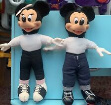 VINTAGE #14572 & #14504 DISNEY MICKEY MOUSE AND MINNIE MOUSE SOCK HOP DOLL SET picture