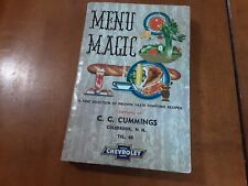 1956 MENU MAGIC RECIPE BOOK C.C. CUMMINGS CHEVROLET COLEBROOK NH GMC TEL. 68 picture