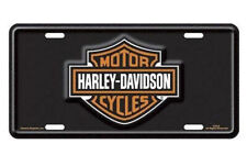 Harley-Davidson Black and Orange Bar & Shield Stamped Metal Front Plate CG1846 picture