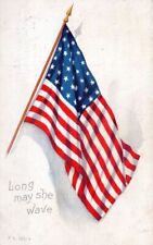 Flag Long May She Wave Patriotic Rotograph Postcard - 1910 picture