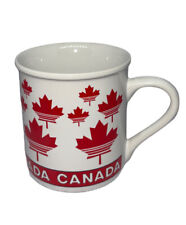 Vintage 1980s Canada Coffee Mug / Cup - Maple Leaf Red & White - Espresso Sized picture