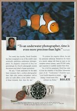 1996 Rolex Submariner Watch Vintage Print Ad Underwater Photographer Clown Fish picture