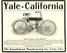 1906 Original Yale-California Motorcycle Ad + Yale & Snell Bicycles, Toledo OH picture
