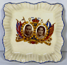 Vintage May 12 1937 Queen Elizabeth & King George VI Coronation Vanity Card Dish picture