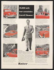 1950s Kaiser Frazer's Henry J Red Sedan Car Lowell Thomas Print Ad 13.5