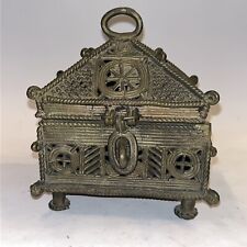 Heavy Antique African Benin Bronze Ornate Casket Box 5