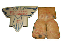 2 1967 1965 Lake Agassiz Council Exposition Leather Neckerchief Slide BSA Scout picture