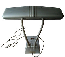 MCM Industrial Gray Metal Desk Lamp DAZOR Model 1000 Double Gooseneck 20