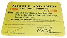1929 MOBILE AND OHIO RAIL ROAD EMPLOYEE PASS #6939 picture