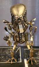 13 Inch Predator Alien Handmade Scrap Metal Car Parts Art Metal Figure w/ Mace  picture