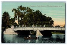 c1910's Cazenovia Park Boulevard Bridge Canoeing Buffalo New York NY Postcard picture