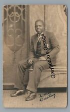 RPPC Black African Americana Christmas Greeting Portrait Real Photo Postcard picture
