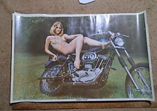 Honey Cycle Vintage 1970 Poster Painted Body Woman Harley Davidson Sportster  picture