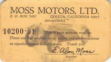 Moss Motors LTD Goleta California Membership Ad Business Card car auto vintage picture