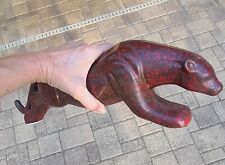Vitage Red Speckled Ceramic-Stalking Jaguar Sculpture-Rare Find picture