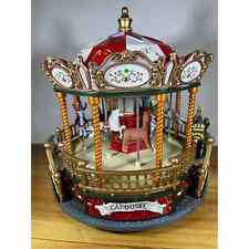 Crafted Polyresin Christmas House Collectable Figurine Light Up Musical Carousel picture