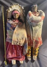 LARGE Pair Native American Indian Skookum Doll Advertising Store Display picture